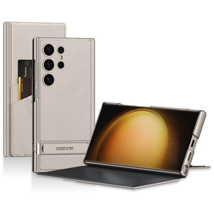 Защитный чехол GKK Wallet Case для Samsung Galaxy S23 Ultra (S918) - Grey: фото 1 из 7