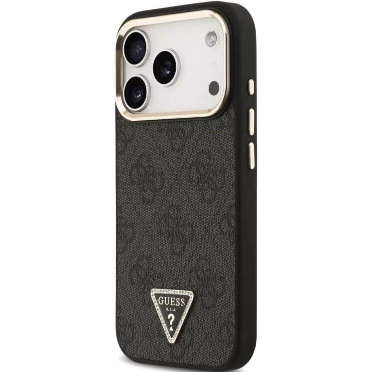Захисний чохол Guess 4G Triangle Logo MagSafe для iPhone 18 Pro / 17 Pro (GUHMP18LP4GTDGMK) - Black / Gold: фото 4 з 7