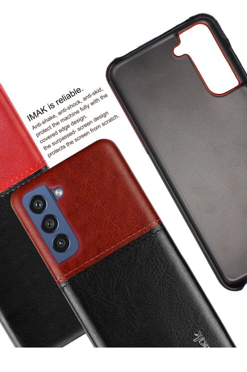 Защитный чехол IMAK Leather Series для Samsung Galaxy S21 FE (G990) - Black / Red: фото 11 из 13