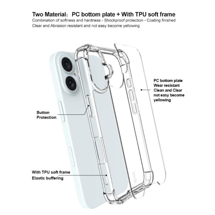 Защитный чехол IMAK Space Shield для Apple iPhone 16 - Transparent: фото 5 из 8