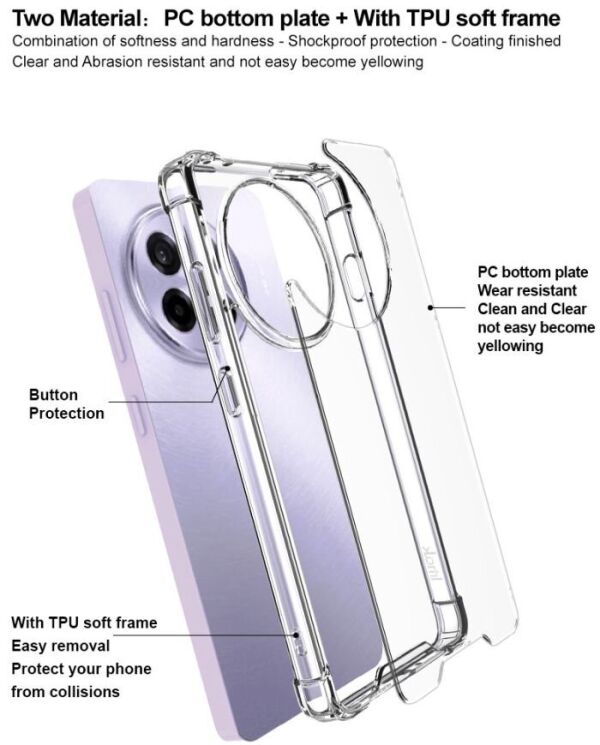 Защитный чехол IMAK Space Shield для OnePlus 13R / Ace 5 / Ace 5 Pro - Transparent: фото 5 из 8