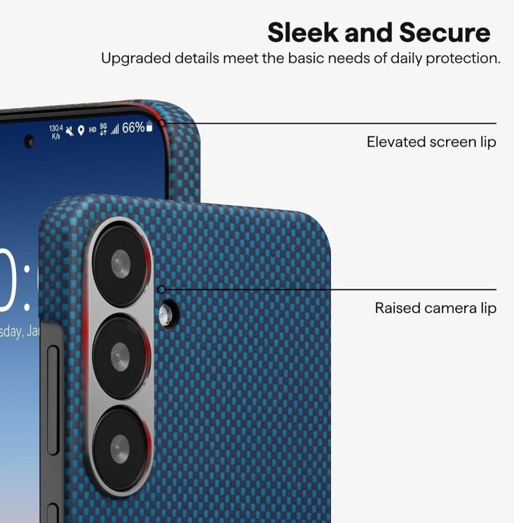 Защитный чехол Pitaka Tactile Woven Case для Samsung Galaxy S25 Plus (S936) KS2502S - Moonrise: фото 8 из 11