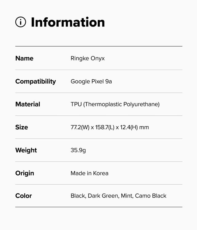 Захисний чохол Ringke Onyx для Google Pixel 9a (8800293853268) - Black: фото 12 з 12