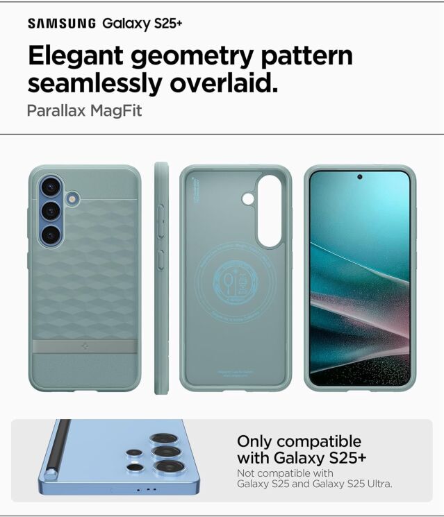 Защитный чехол Spigen (SGP) Caseology Parallax (MagFit) by Spigen для Samsung Galaxy S25 Plus (S936) ACS09061 - Navy Violet: фото 14 из 18
