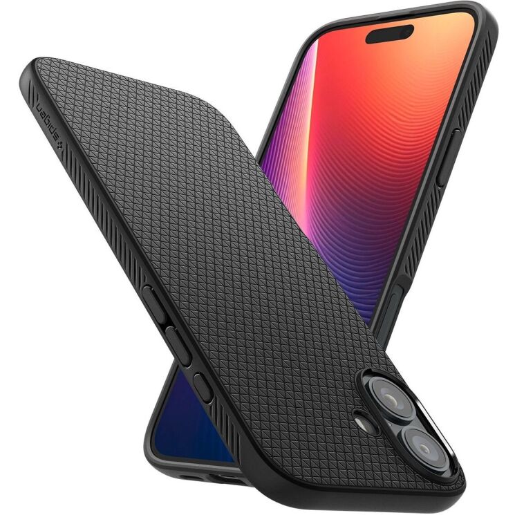 Защитный чехол Spigen (SGP) Liquid Air для Apple iPhone 16 - Matte Black: фото 3 из 16