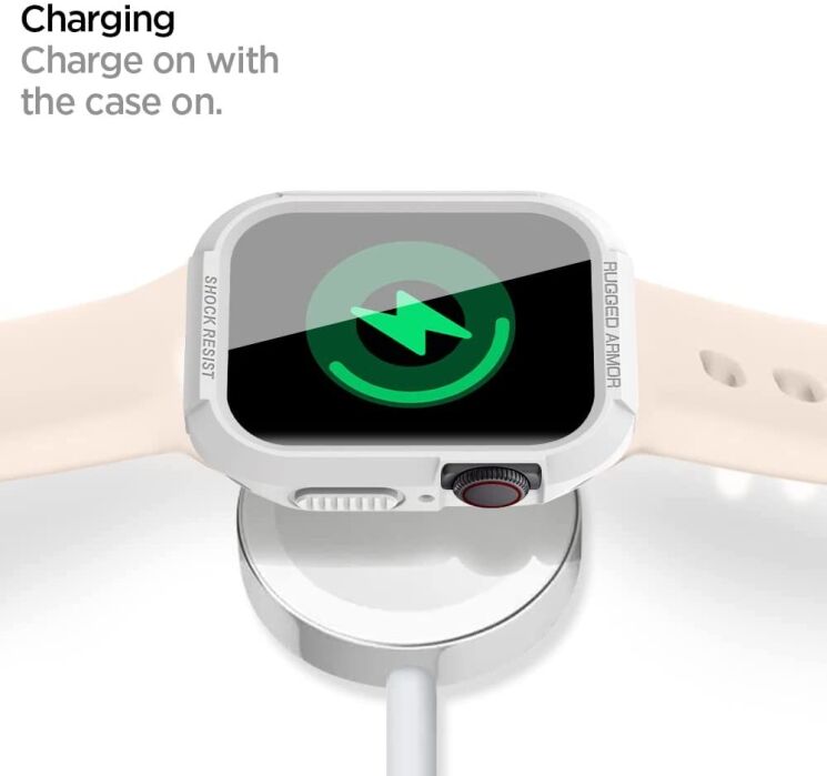 Захисний чохол Spigen (SGP) Rugged Armor (FW) для Apple Watch 44 / SE 44 mm - White: фото 15 з 16