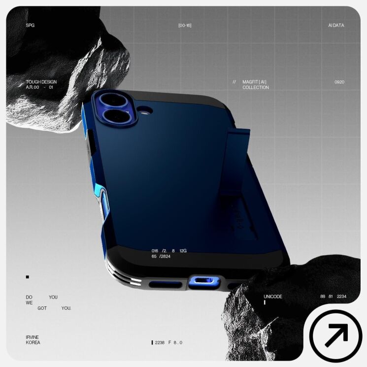 Защитный чехол Spigen (SGP) Tough Armor (MagFit) для Apple iPhone 16 - Navy Blue: фото 11 из 17