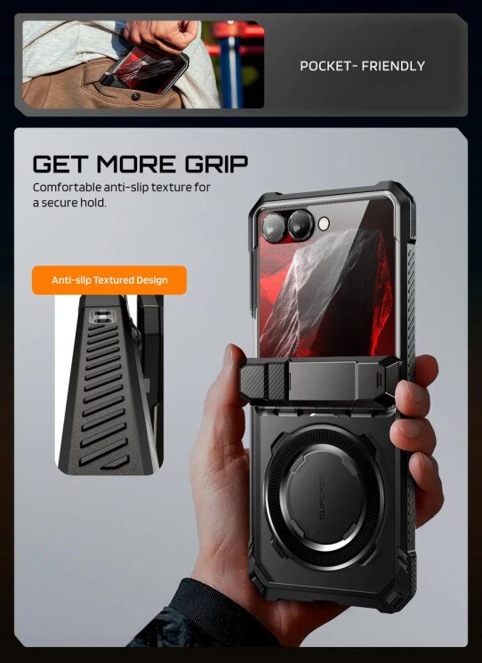 Захисний чохол Supcase UB Grip MagSafe (FF) для Samsung Galaxy Flip 8 (843439162266) - Black: фото 12 з 13