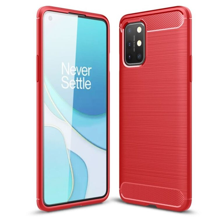 Силиконовый (TPU) чехол UniCase Carbon для OnePlus 8T - Red: фото 1 из 11