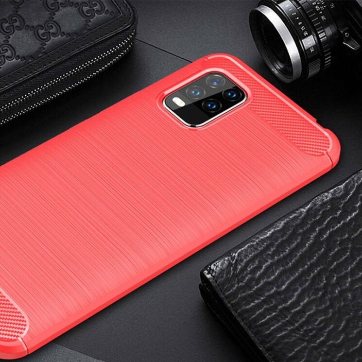 Защитный чехол UniCase Carbon для Xiaomi Mi 10 Lite - Red: фото 2 из 9
