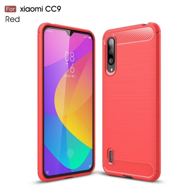 Силіконовий (TPU) чохол UniCase Carbon для Xiaomi Mi CC9 / Mi 9 Lite - Red: фото 1 з 10