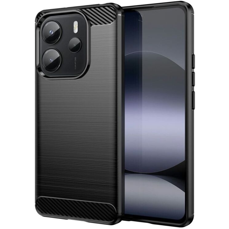 Защитный чехол UniCase Carbon для Xiaomi Redmi Note 14 4G - Black: фото 1 из 8
