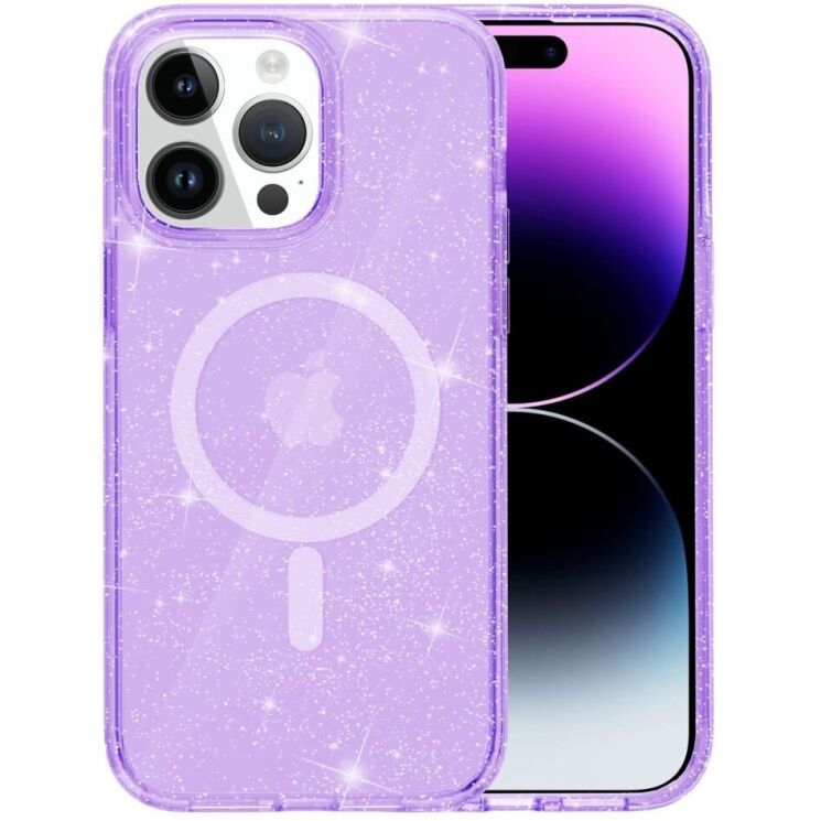 Защитный чехол UniCase Glitter Series MagSafe для Apple iPhone 15 Pro Max - Purple: фото 1 из 6