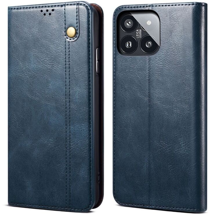 Защитный чехол UniCase Leather Wallet для Xiaomi 14 Pro - Blue: фото 1 из 7