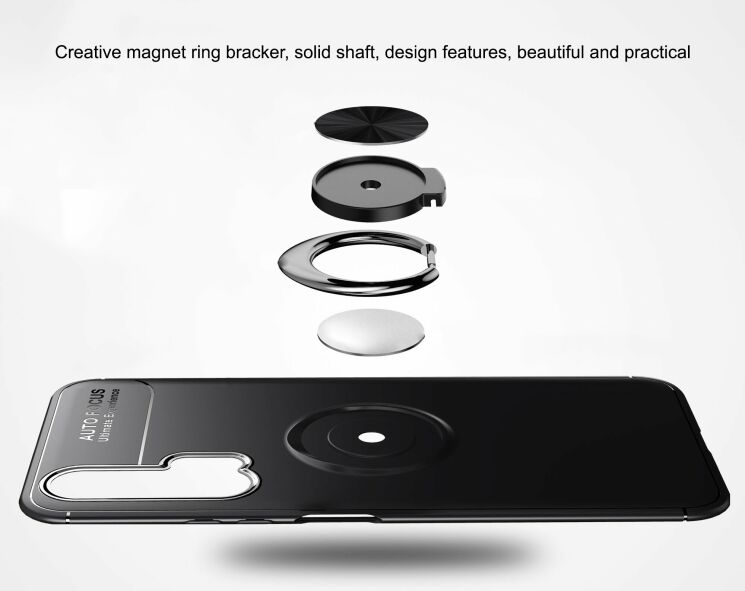 Захисний чохол UniCase Magnetic Ring для Huawei Honor 20 Pro - All Black: фото 4 з 9