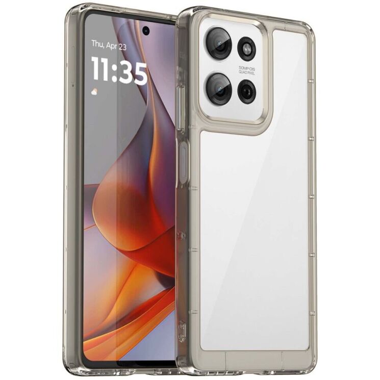 Защитный чехол UniCase Rugged Shield для Motorola Moto G75 - Transparent Grey: фото 1 из 12