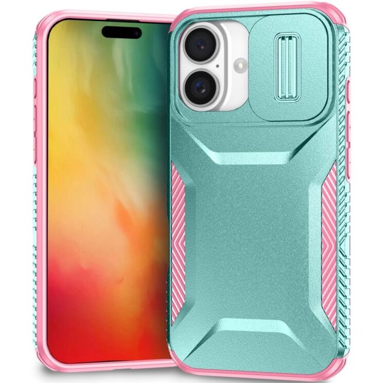 Защитный чехол UniCase Shuttle Guard для Apple iPhone 16 - Green / Pink: фото 1 из 7