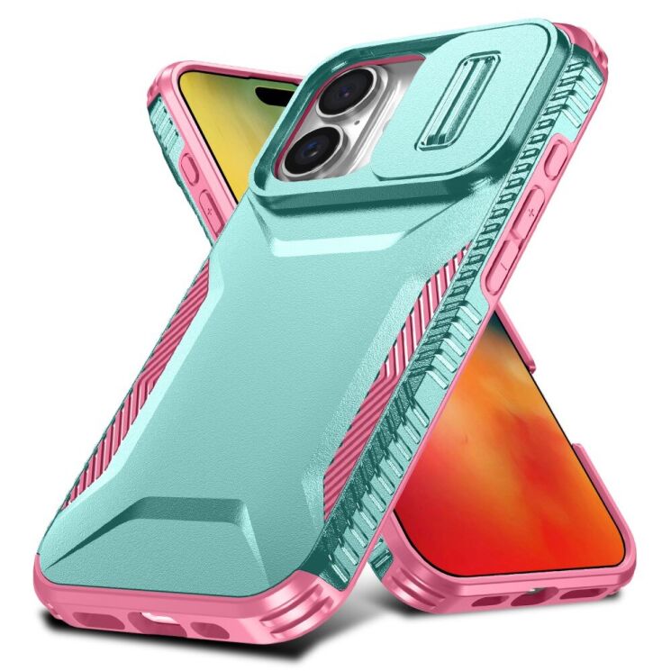 Защитный чехол UniCase Shuttle Guard для Apple iPhone 16 - Green / Pink: фото 2 из 7