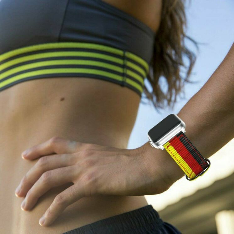 Ремешок UniCase Nylon для Apple Watch 46 / 45 / 44 / SE 44 / 42 (Series 1-3) / Ultra / Ultra 2 - Yellow / Red / Black: фото 4 из 4