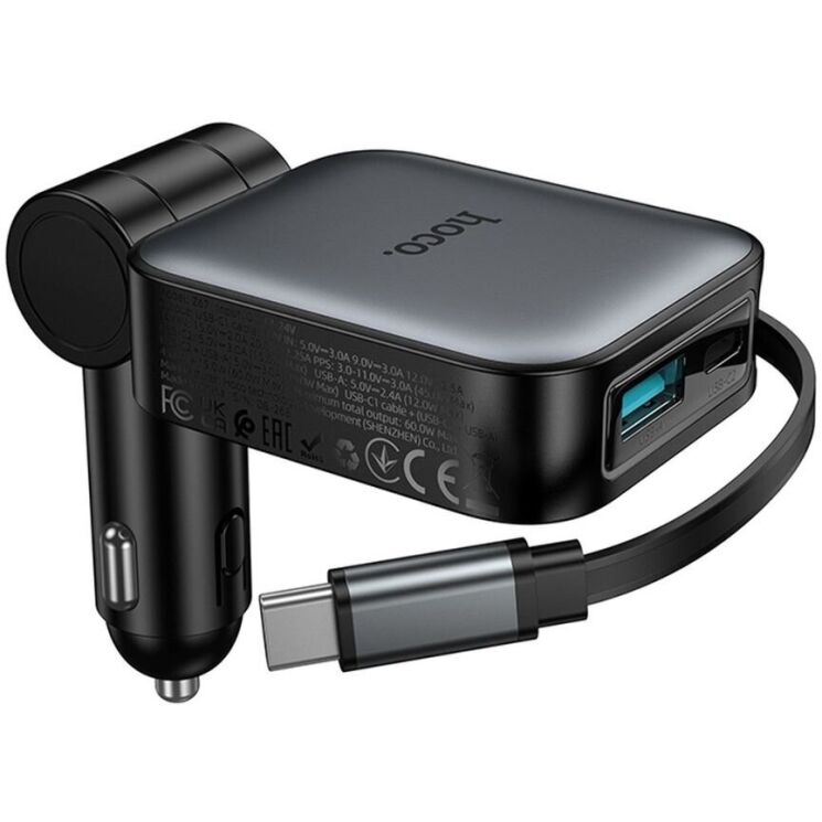 Автомобильное зарядное устройство Hoco Z67 Triunfar PD60W (USB + Type-C) + кабель Type-C - Black (923415B) Автомобильное зарядное устройство Hoco Z67 Triunfar PD60W (USB + Type-C) + кабель Type-C - Black: фото 4 из 14