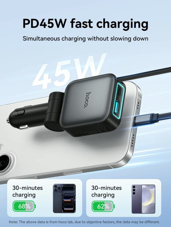 Автомобильное зарядное устройство Hoco Z67 Triunfar PD60W (USB + Type-C) + кабель Type-C - Black (923415B) Автомобильное зарядное устройство Hoco Z67 Triunfar PD60W (USB + Type-C) + кабель Type-C - Black: фото 8 из 14