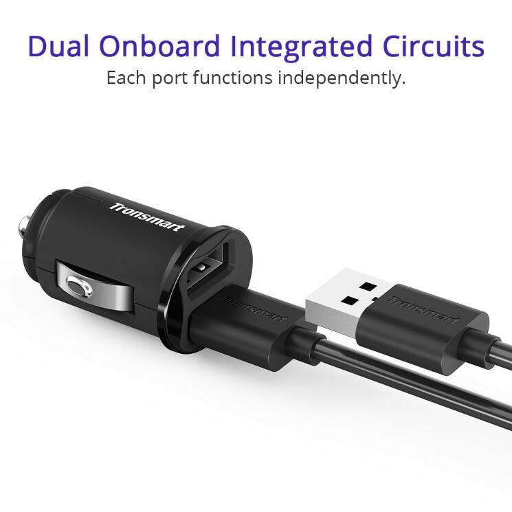 Автомобильное зарядное устройство Tronsmart C24 24W Dual USB Port: фото 5 из 8