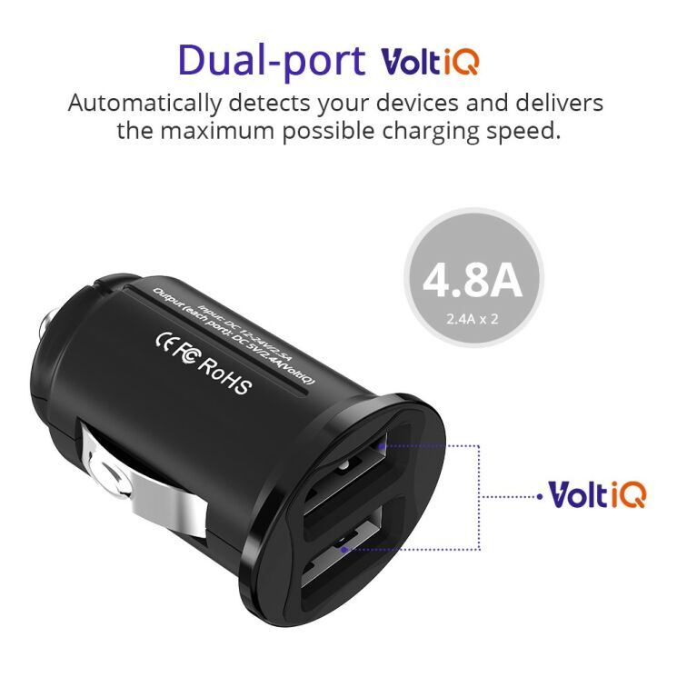 Автомобильное зарядное устройство Tronsmart C24 24W Dual USB Port: фото 4 из 8
