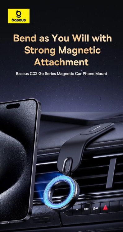 Автомобільний тримач Baseus C02 Go Series (C40165500111-00) - Black: фото 6 з 19