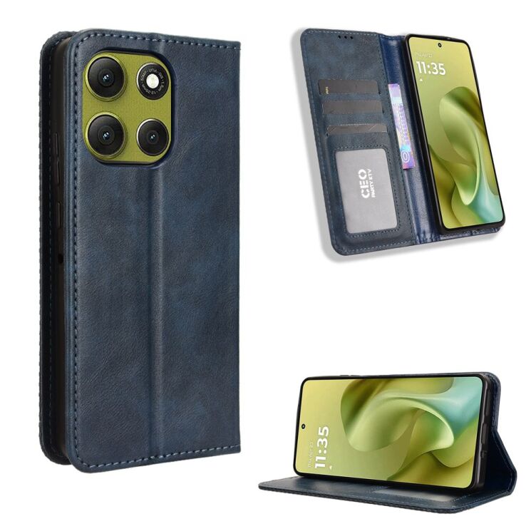 Чохол Deexe Retro Style для Motorola Moto G86 - Blue: фото 2 з 15