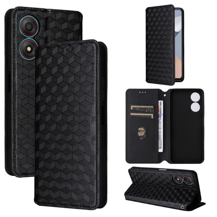 Чехол Deexe Rhombus Book для ZTE Blade A34 - Black: фото 7 из 9