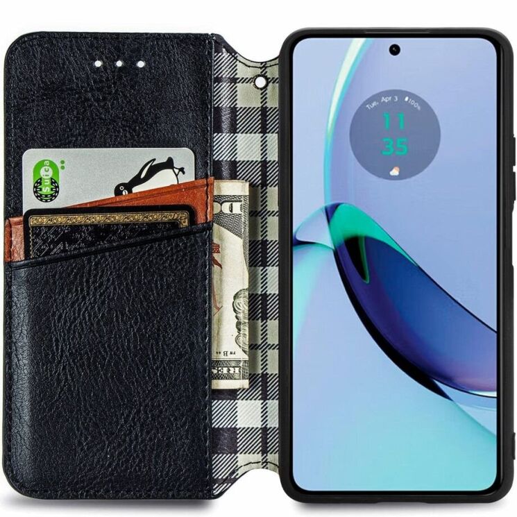 Чехол Deexe Rhombus Wallet для Motorola Moto G84 - Black: фото 2 из 6