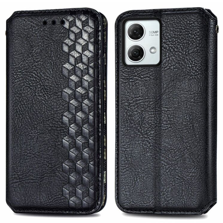 Чехол Deexe Rhombus Wallet для Motorola Moto G84 - Black: фото 1 из 6