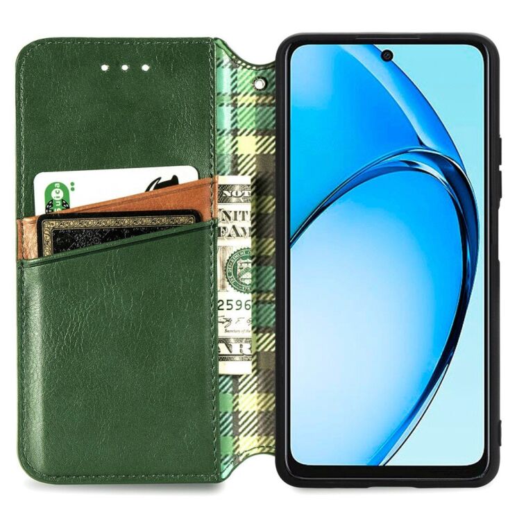 Чехол Deexe Rhombus Wallet для OPPO A60 - Green: фото 2 из 9