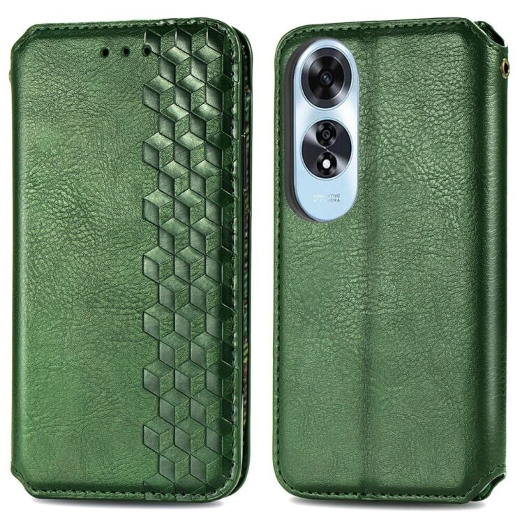 Чехол Deexe Rhombus Wallet для OPPO A60 - Green: фото 1 из 9