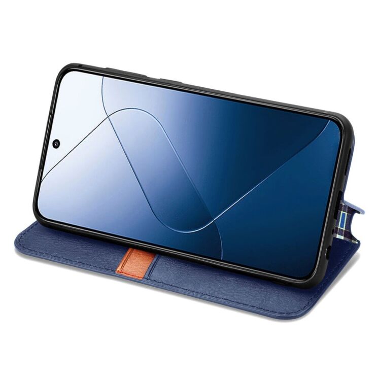 Чехол Deexe Rhombus Wallet для Xiaomi 14T - Blue: фото 3 из 6