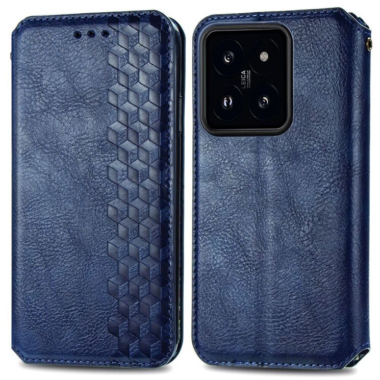 Чехол Deexe Rhombus Wallet для Xiaomi 14T - Blue: фото 1 из 6