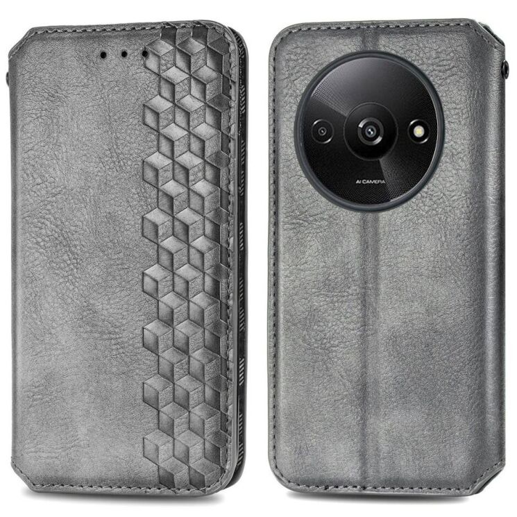 Чохол Deexe Rhombus Wallet для Xiaomi Redmi A3 - Grey: фото 1 з 10