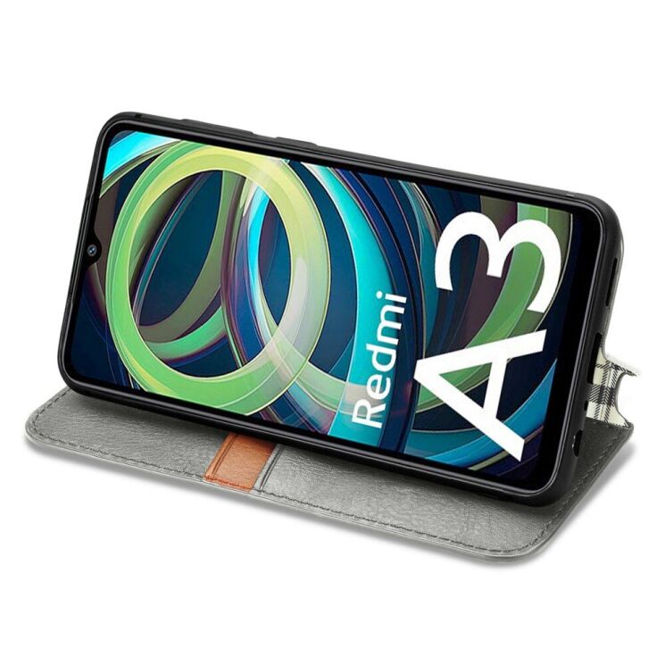 Чохол Deexe Rhombus Wallet для Xiaomi Redmi A3 - Grey: фото 3 з 10