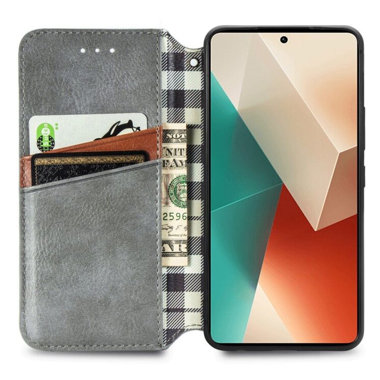 Чохол Deexe Rhombus Wallet для Xiaomi Redmi Note 13 5G - Grey: фото 2 з 10