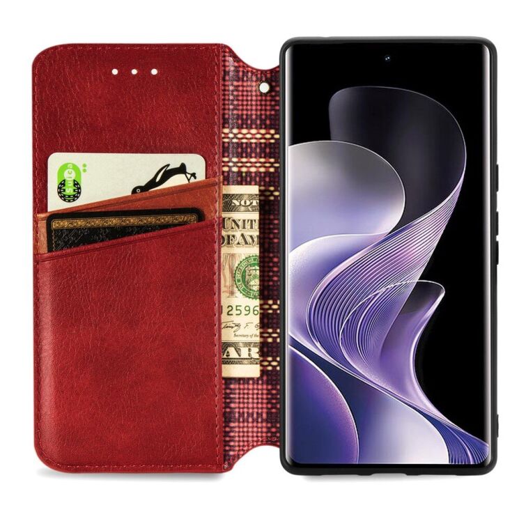 Чехол Deexe Rhombus Wallet для Xiaomi Redmi Note 14 Pro - Red: фото 3 из 10