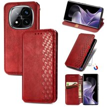 Чехол Deexe Rhombus Wallet для Xiaomi Redmi Note 14 Pro - Red: фото 1 из 10