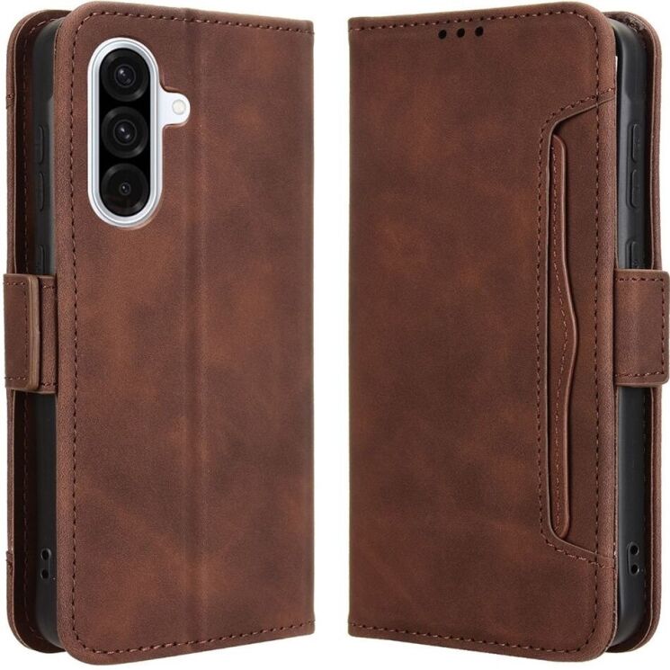 Чехол Deexe Wallet Stand для Samsung Galaxy A56 (A566) - Brown: фото 1 из 7
