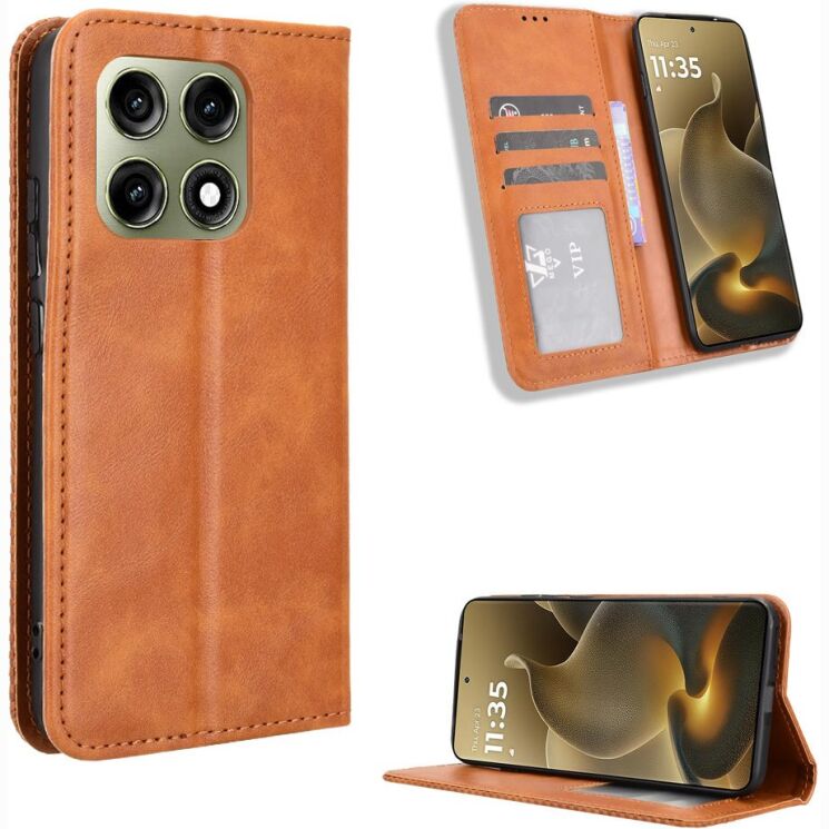 Чохол-книжка Deexe Retro Style для Motorola Edge 70 Pro - Brown (412004Z) Чохол-книжка Deexe Retro Style для Motorola Edge 70 Pro - Brown: фото 2 з 19