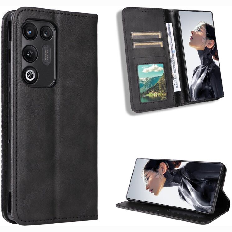 Чехол-книжка Deexe Retro Style для ZTE Nubia Red Magic 11 Air - Black (423104B) Чехол-книжка Deexe Retro Style для ZTE Nubia Red Magic 11 Air - Black: фото 2 из 19