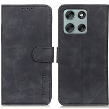 Чехол-книжка KHAZNEH Retro Wallet для Motorola Moto G56 - Black: фото 1 из 7