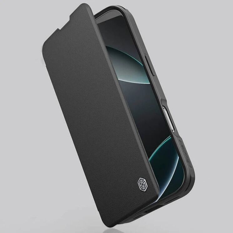 Чехол-книжка NILLKIN Qin Prop Plain Camshield для Apple iPhone 16 Pro Max - Black: фото 6 из 9