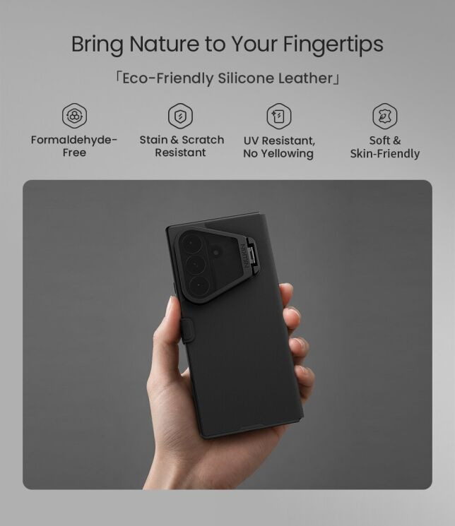 Чехол-книжка NILLKIN Qin Prop Silicone Leather Case для Samsung Galaxy Fold 8 Ultra - Black: фото 9 из 17