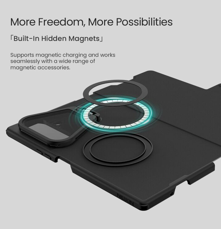 Чехол-книжка NILLKIN Qin Prop Silicone Leather Case для Samsung Galaxy Fold 8 Ultra - Black: фото 13 из 17
