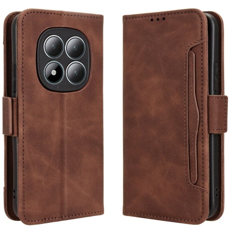 Чохол-книжка з кишеньками Deexe Wallet Stand для Xiaomi Redmi Note 15 Pro 5G - Brown: фото 1 з 17