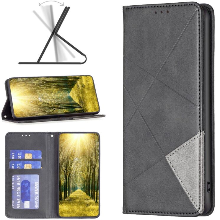 Чехол-книжка с карманами UniCase Geometric Pattern для Samsung Galaxy S26 Ultra - Black: фото 4 из 10